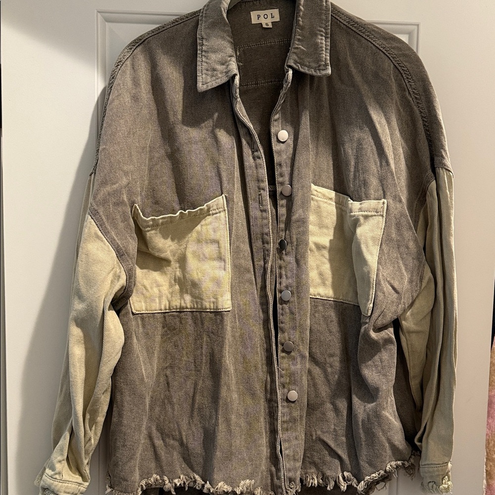 POL Distressed Two-Tone Jacket